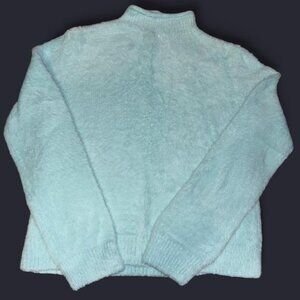 Women's Universal Thread Light Blue Fuzzy Mock Neck Sweater M Cozycore Soft Girl